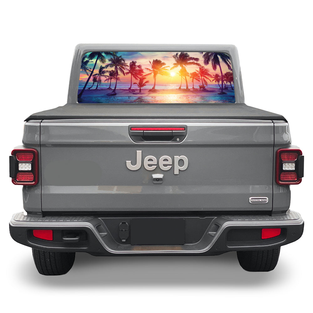 Sunset Palm Trees Rear Window Decal