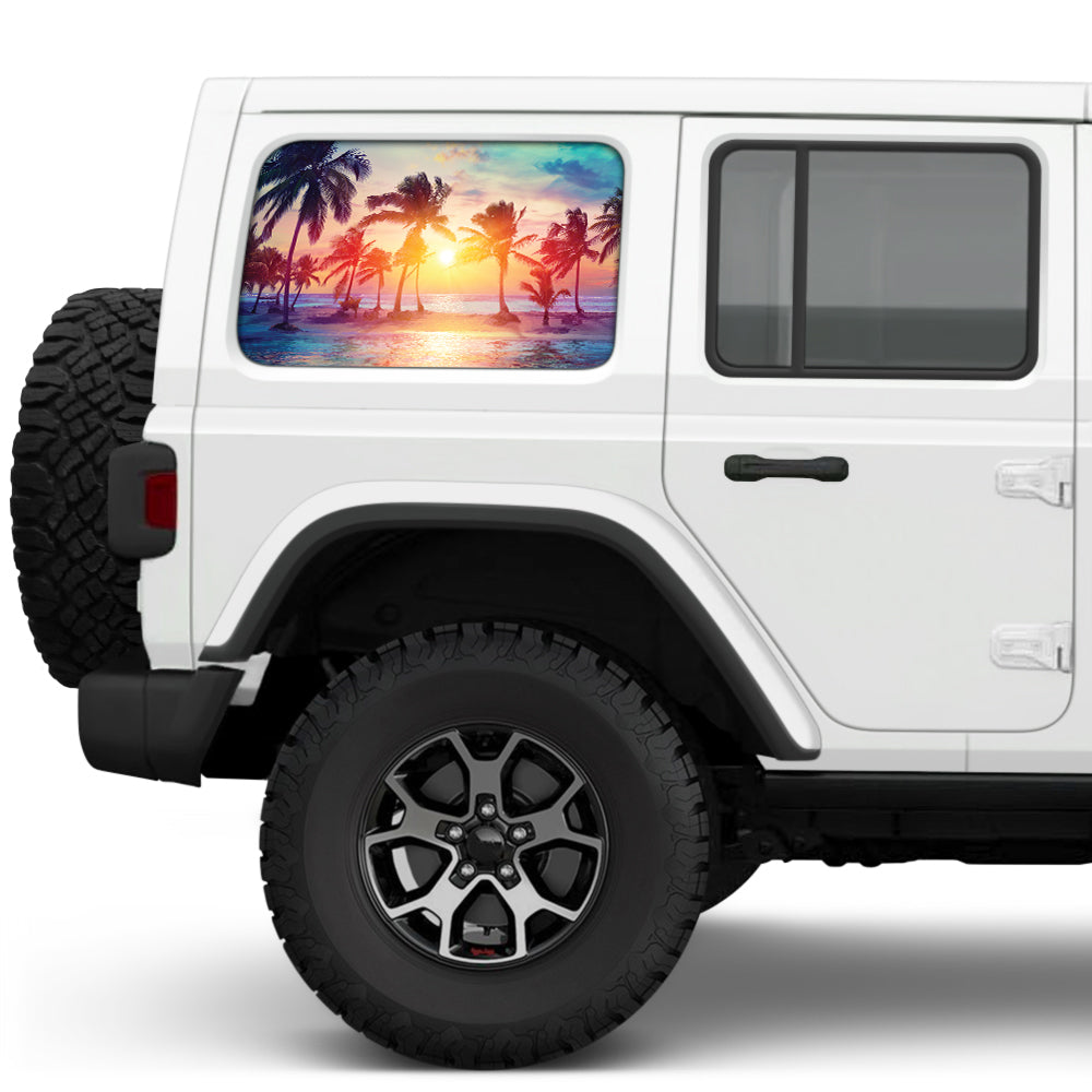 Sunset Palm Trees Side Windows Printed Vinyl Decal