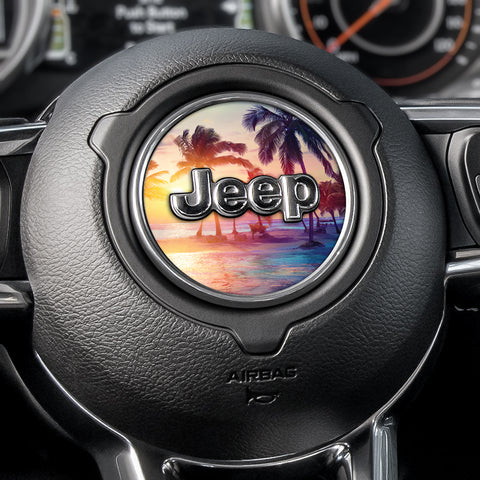 Sunset Palm Trees Steering Wheel Decal