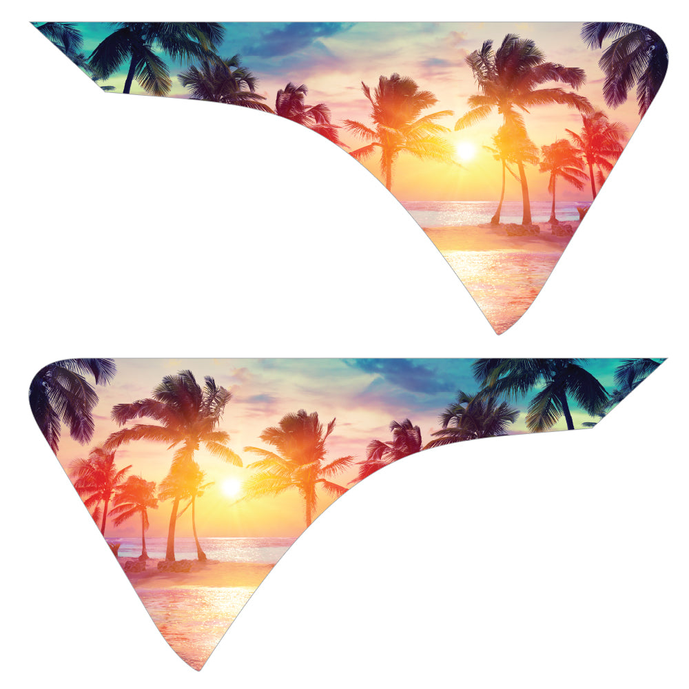 Sunset Palm Trees 2pc Vinyl Fender Decal