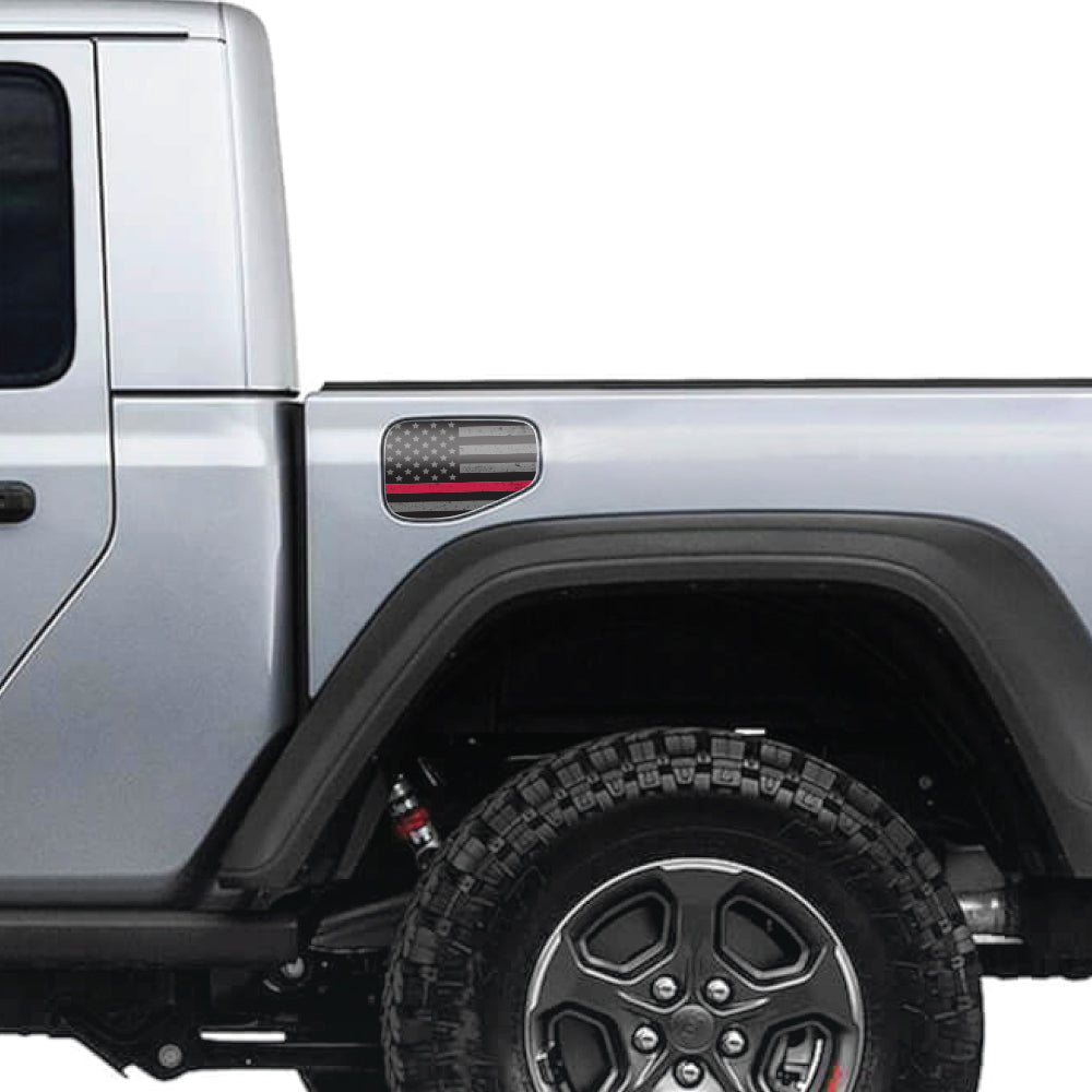Blackout Distressed Thin Red Line Gas Cap Decal for JT or Gladiator