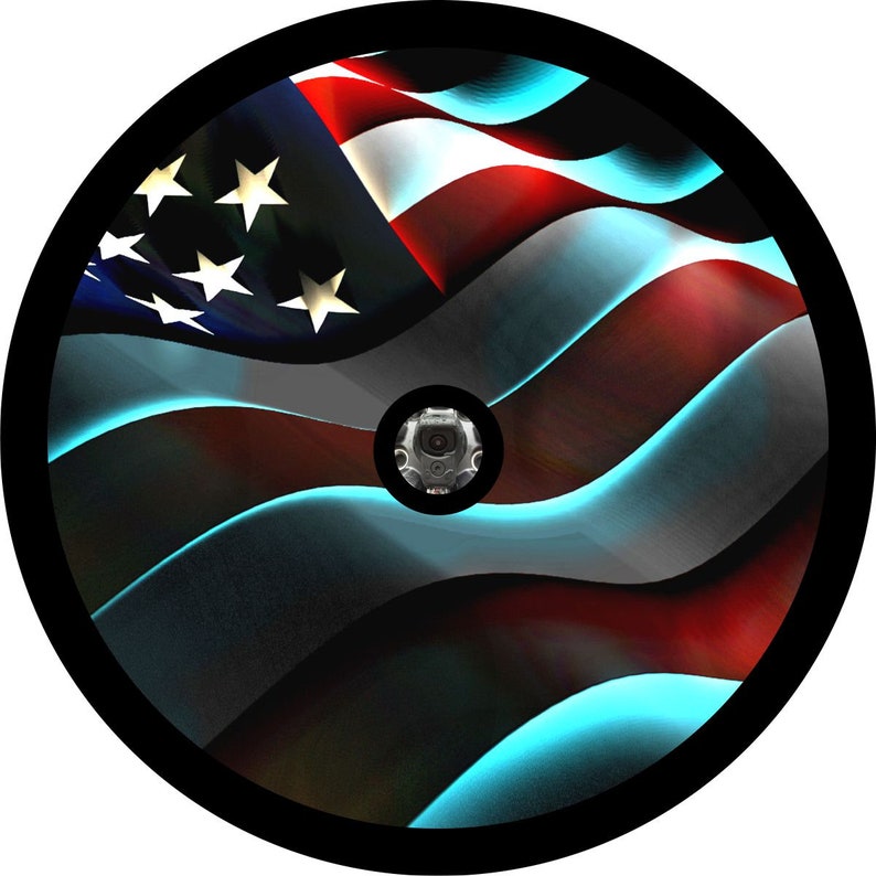 3D-ish American Flag Waving Spare Tire Cover