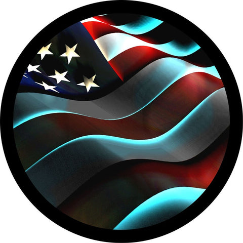 3D-ish American Flag Waving Spare Tire Cover