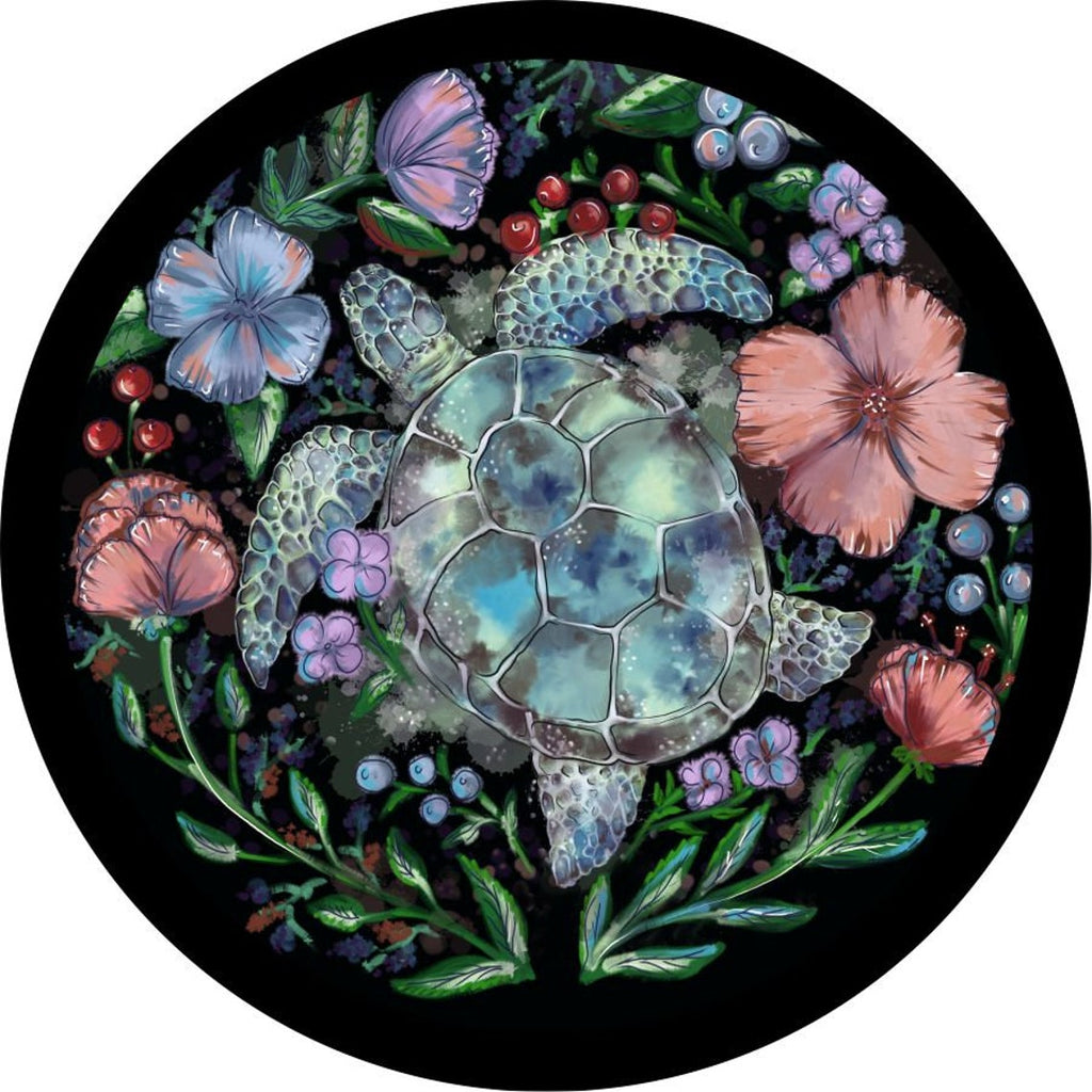 Sea Turtle Spare Tire Cover Design - Watercolor Artwork Print