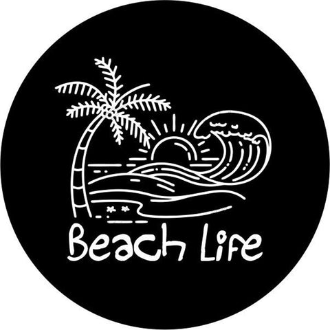 Beach Life - Tropical Beach Scene Spare Tire Cover for Jeep, Bronco, & More