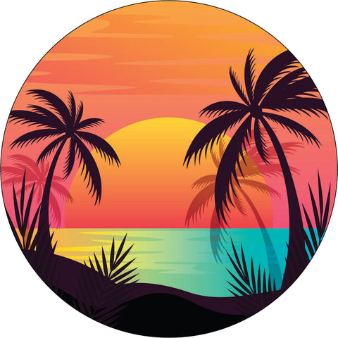Sunset landscape at the Sea Mirage Spare Tire Cover for Jeep, RV, Camper, Bronco