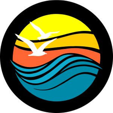 Beach Waves, Birds, and Sunset Spare Tire Cover for Jeep, RV, Camper, Bronco, Vans, & More