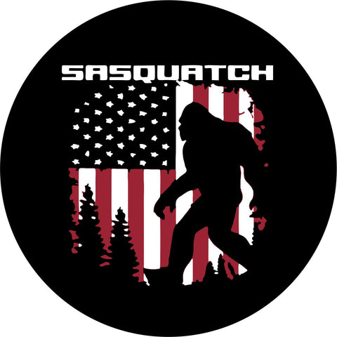 Sasquatch American Flag Spare Tire Cover for Jeep, Bronco, RV, & More