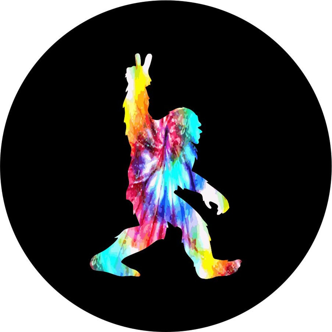 Bigfoot or Sasquatch Peace Out in Tie Dye