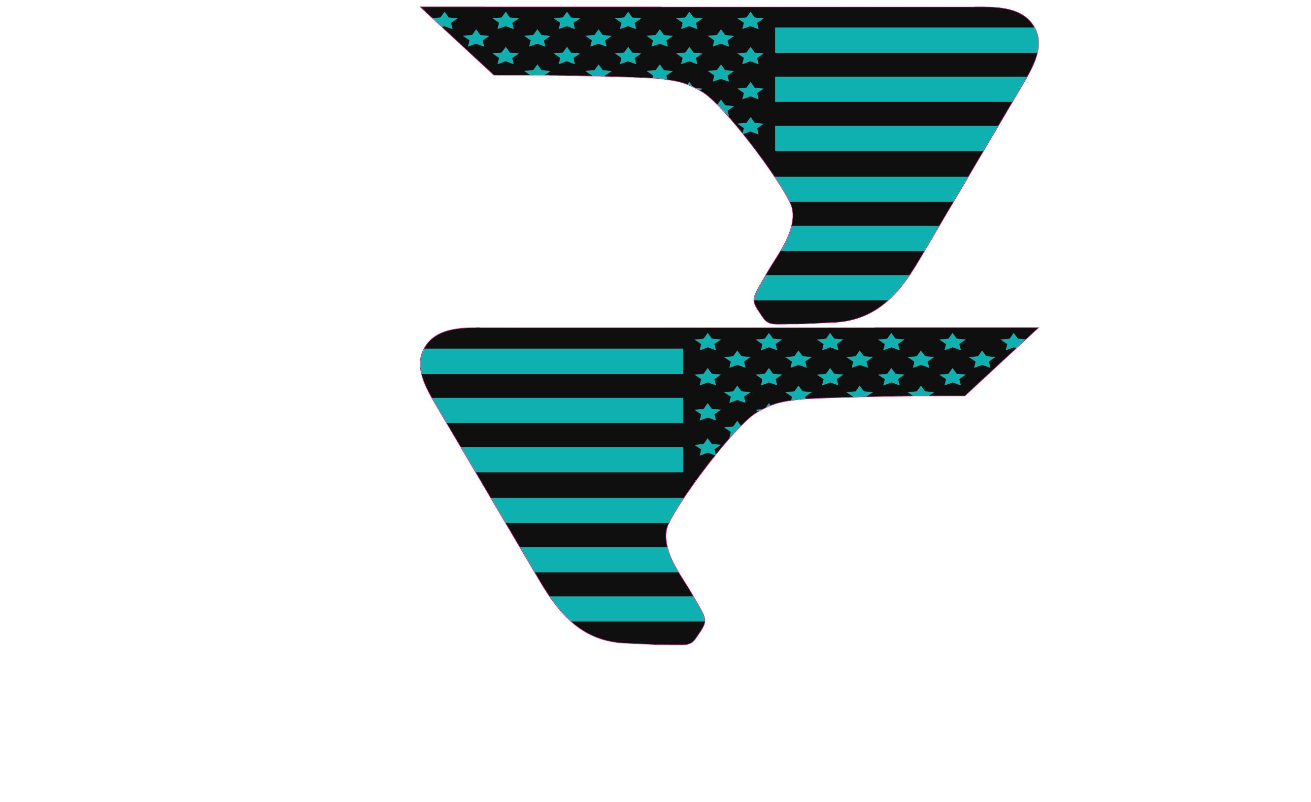 Black and Light Blue Flag 2pc Vinyl Fender Decal