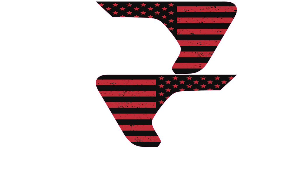 Black and Red Distressed Flag 2pc Vinyl Fender Decal
