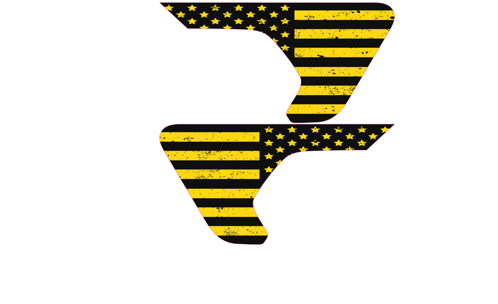 Black and Yellow Distressed Flag 2pc Vinyl Fender Decal