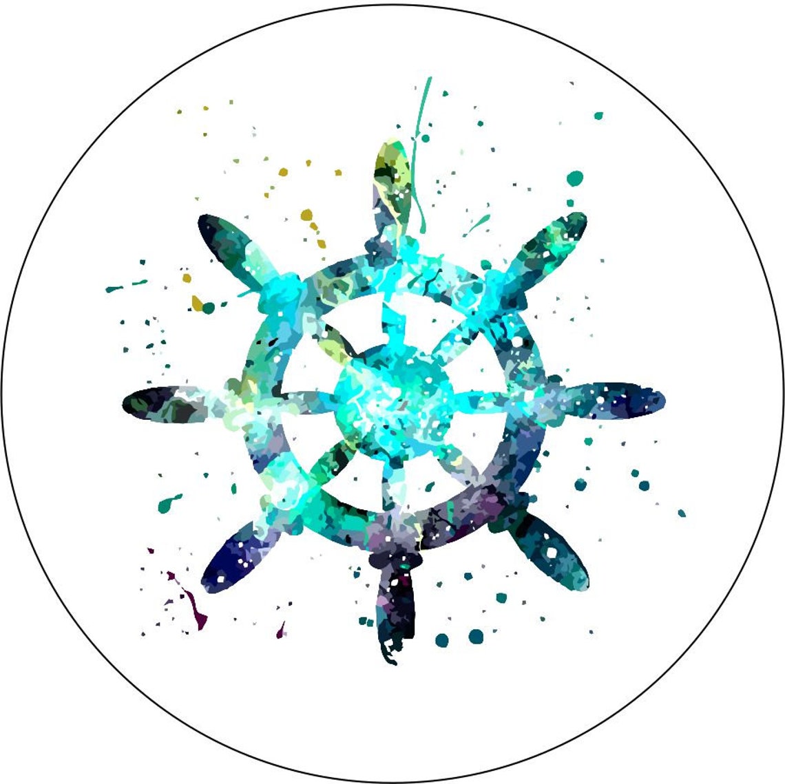 Boat Steering Wheel Helm - Teal & Purple