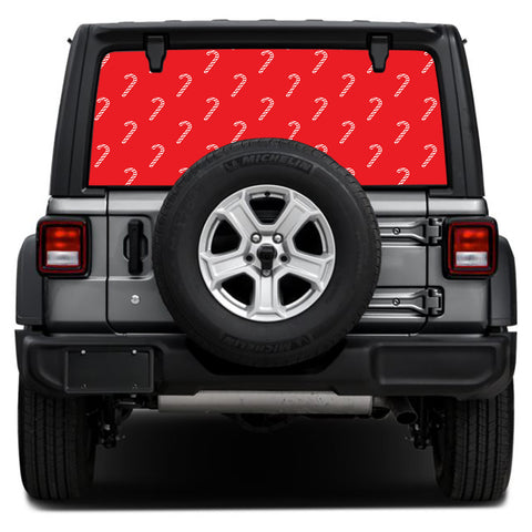 Candy Cane Paper Rear Window Decal