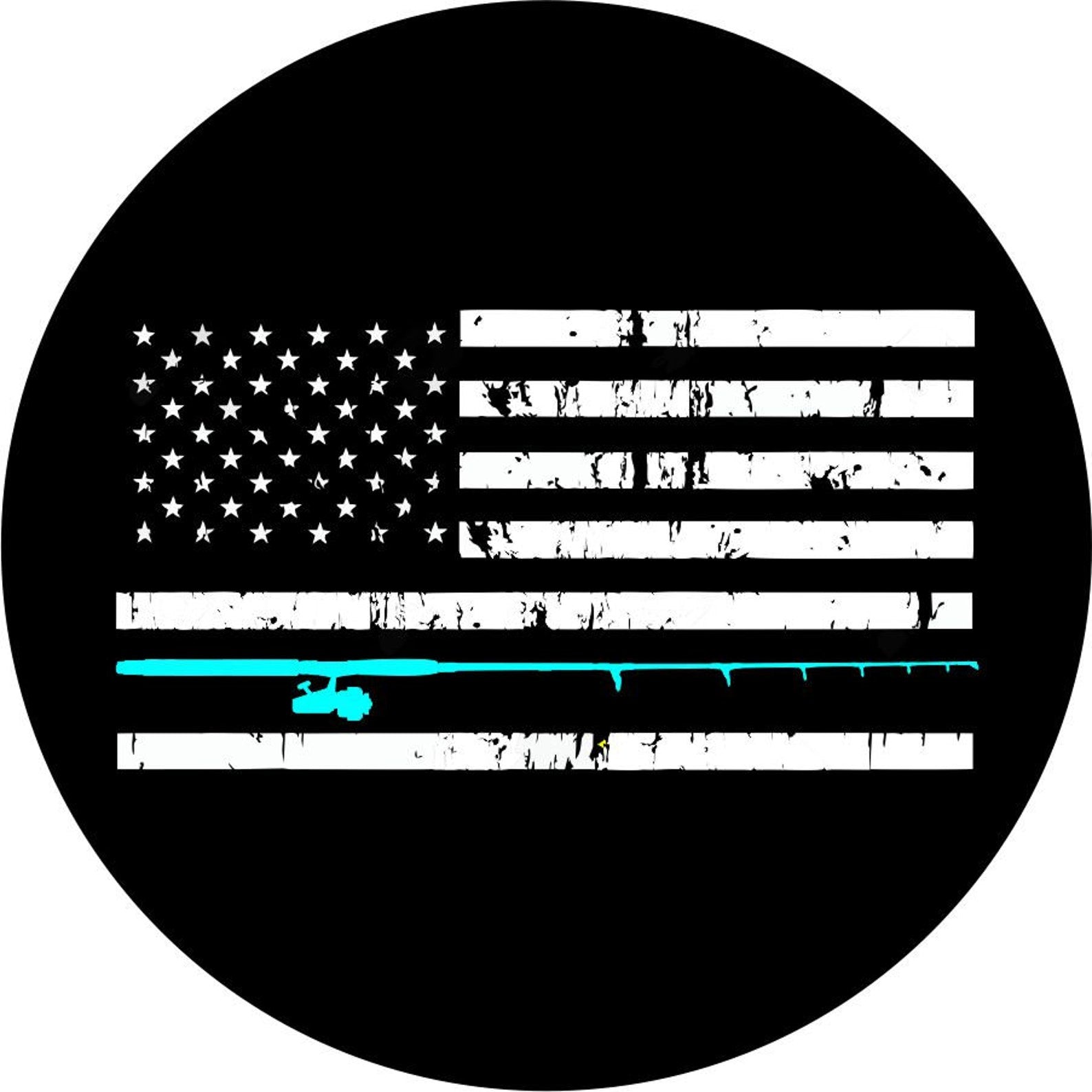 Distressed American Flag Fishing Pole Design in Any Color for Any Make & Model Vehicle – Under The Sun Inserts