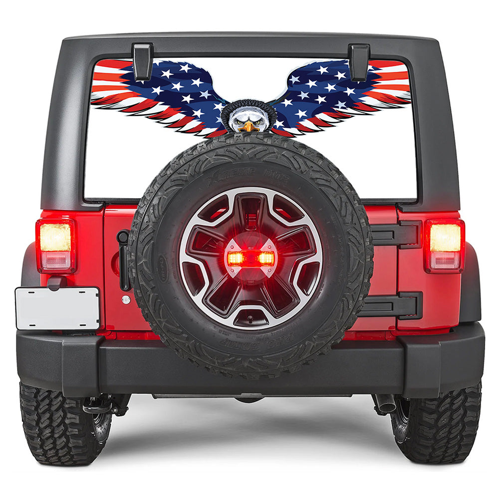 Badge On Rear Window Eagle Flag Rear Window Decal – Under The Sun Inserts