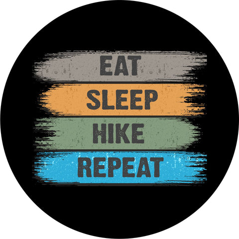 Eat Sleep Hike Repeat Brushed Sign - Spare Tire Cover