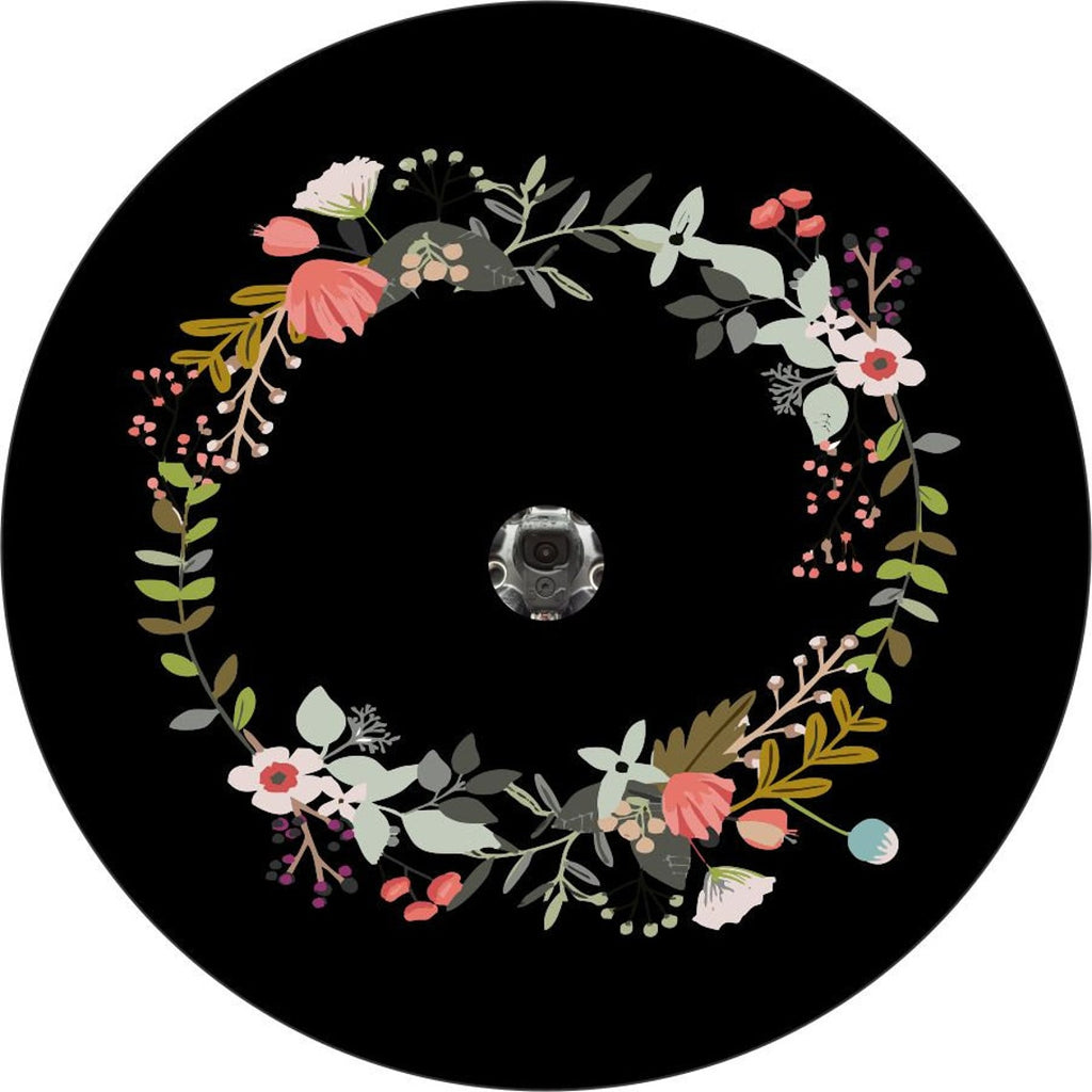 Floral Wreath Spare Tire Cover