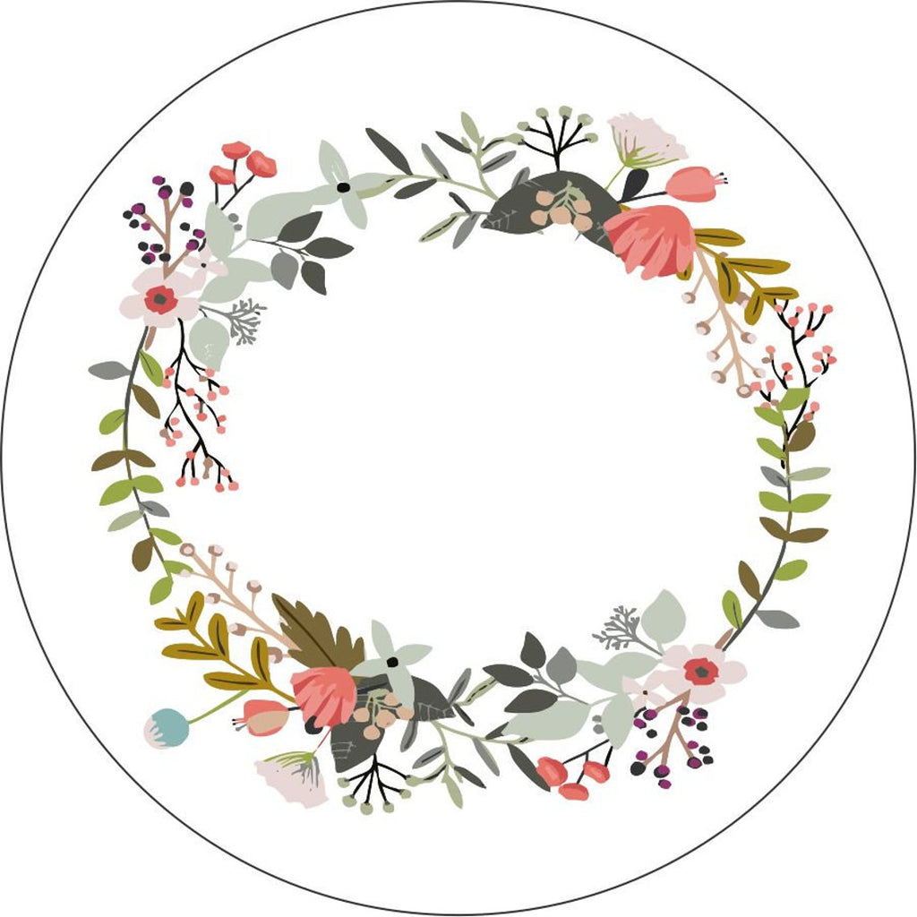 Floral Wreath Spare Tire Cover