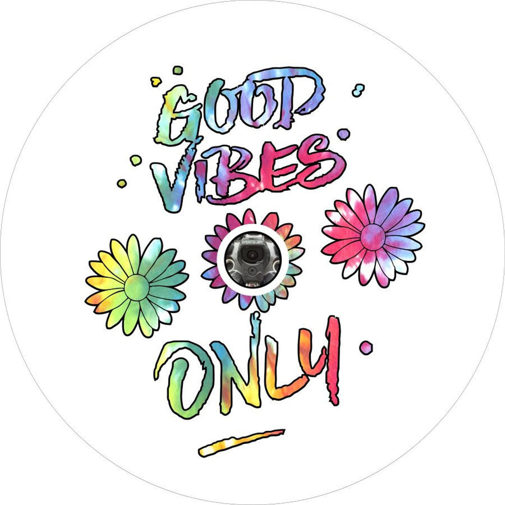 Good Vibes Only Quote with Floral Tie-Dye Design