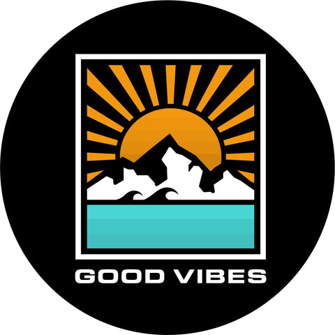 Good Vibes Sun Rays Unique Spare Tire Cover for Jeep, RV, Bronco, Camper, & More