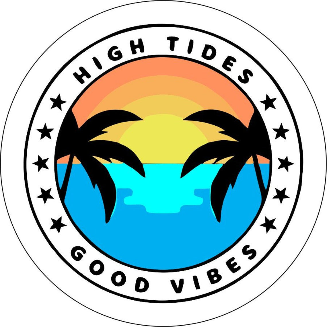 High Tides and Good Vibes Sunset Scene