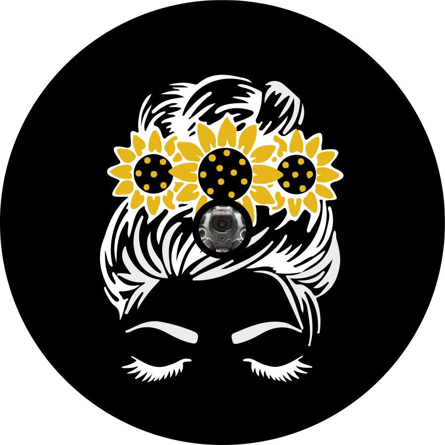 Straight Hair Messy Bun - Current Sunflower Crown