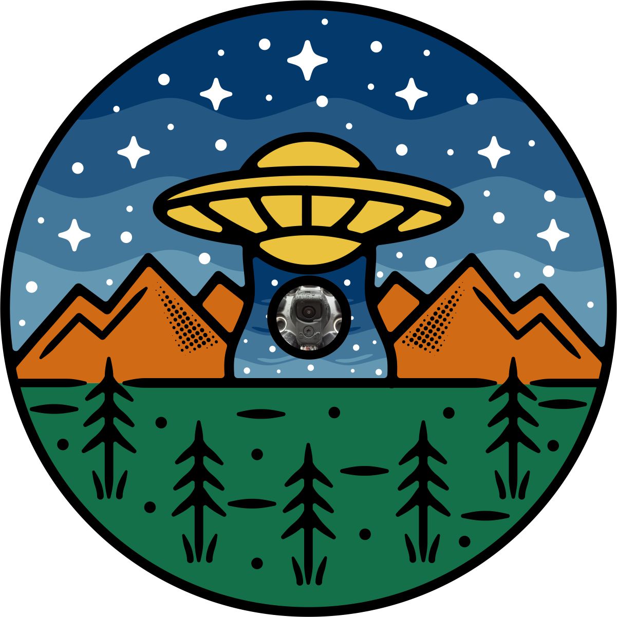 UFO, aliened themed design spare tire cover for back up camera 