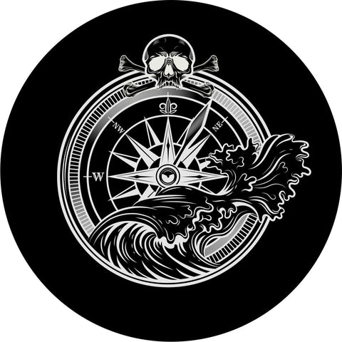 Pirate Skull & Compass Crashing Wave Spare Tire Cover - Jeep, Bronco, RV, Camper, & More