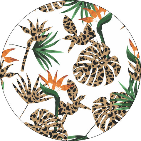 Leopard/Cheetah Print + Bird of Paradise Flower Spare Tire Cover