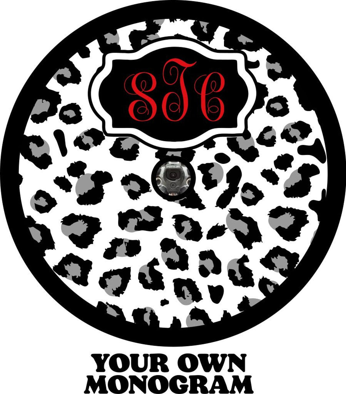 Leopard Print With Monogram - Spare Tire Cover Design for