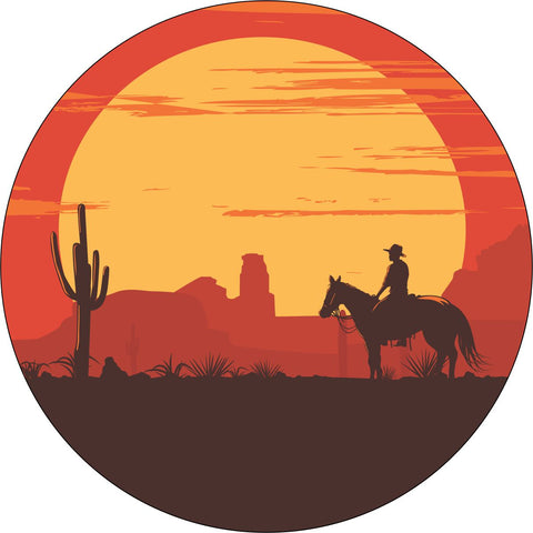 Cowboy Rides Away - Western Spare Tire Cover Design