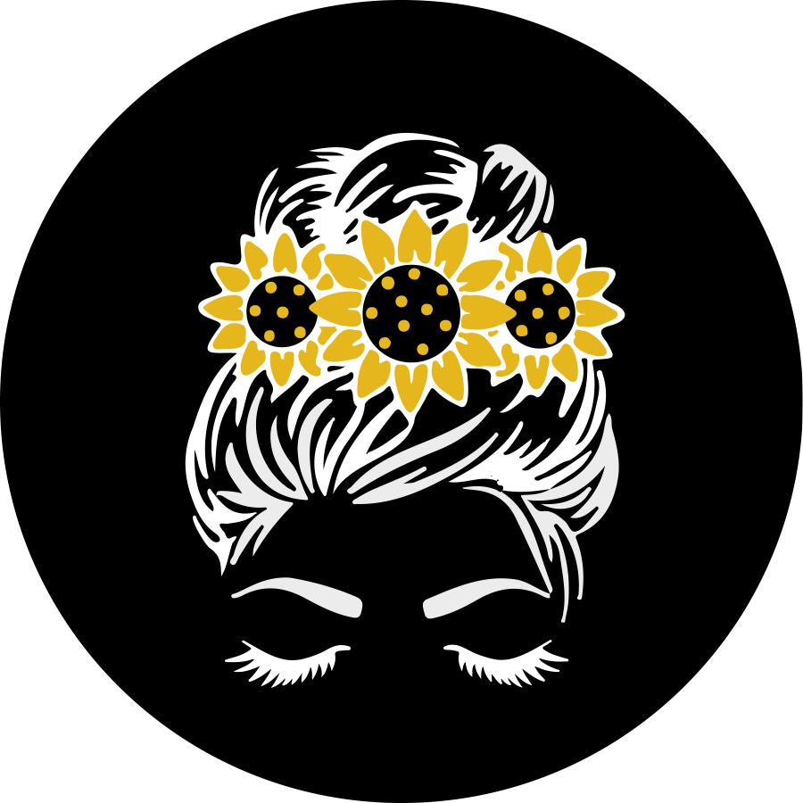 Straight Hair Messy Bun - Current Sunflower Crown