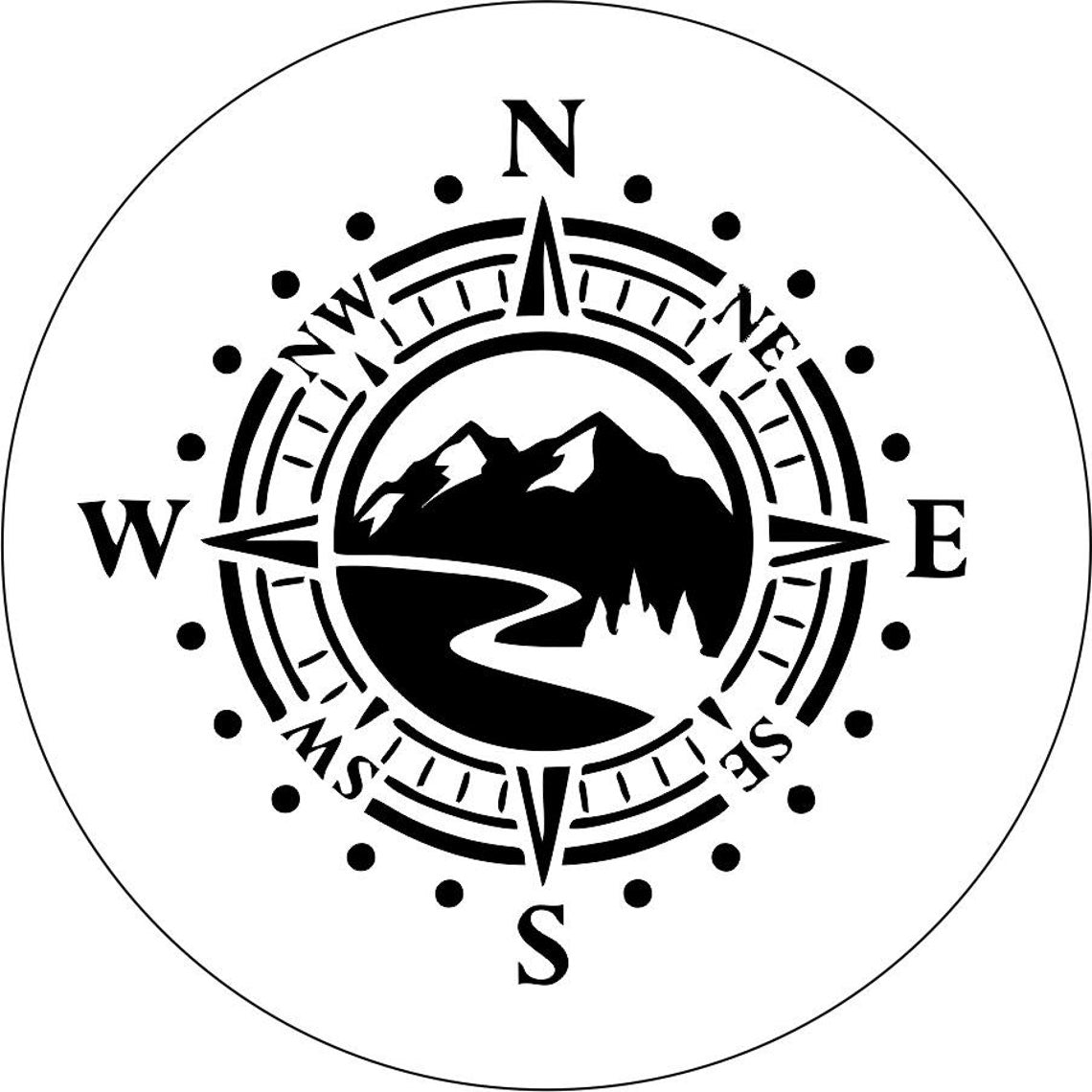 Mountain Road with Compass