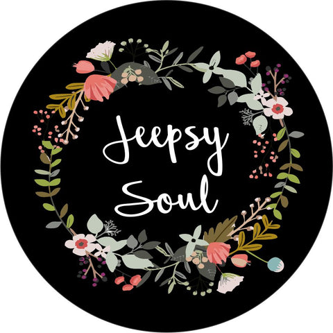 Jeepsy Soul Floral Wreath Spare Tire Cover for Jeep