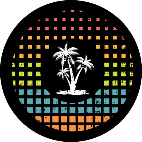 Palm Trees Tropical Summer Vibes Spare Tire Cover for Jeep, Camper, RV, Bronco