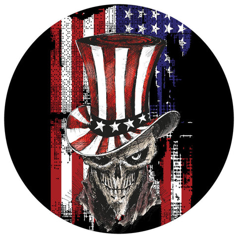 Patriot Skull American Flag Spare Tire Cover for Jeep, Bronco, RV, & More