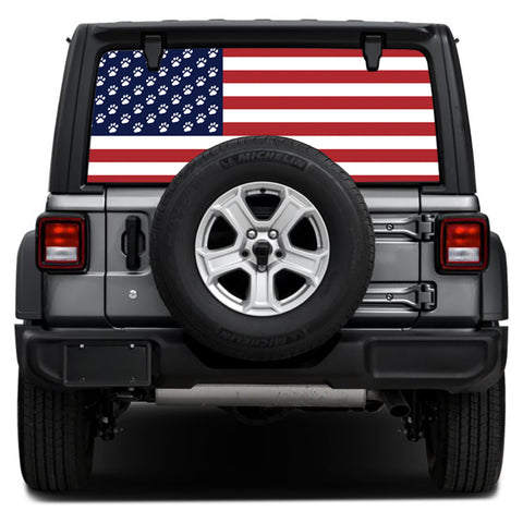 Paws Old Glory Rear Window Decal