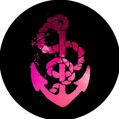 Pink Ombre Nautical Boat Anchor Spare Tire Cover