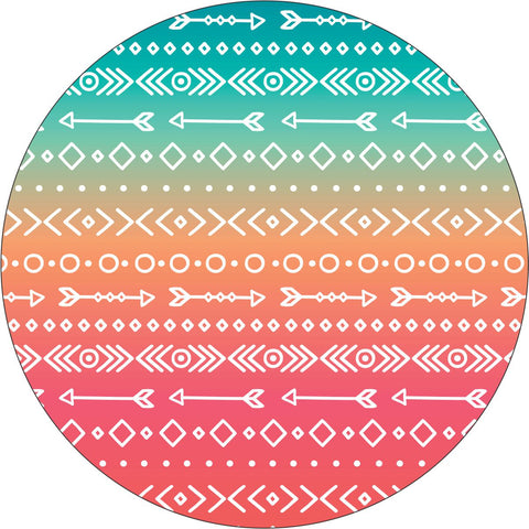 Aztec & Arrow Print on Pastel Ombré Spare Tire Cover for Jeep, Bronco, RV, Camper & More