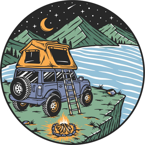 SUV Roof Top Camping Spare Tire Cover for Jeep, Bronco, RV, Camper, Trailer, and More