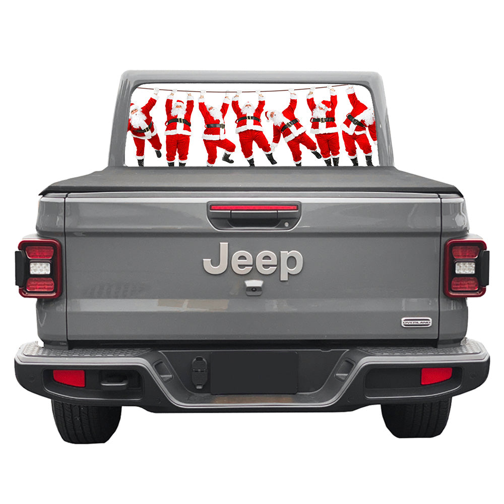 Santa's on a Wire Rear Window Decal