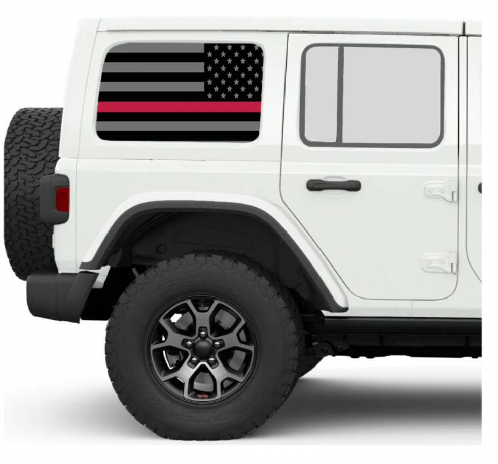 Thin Red Line Side Windows Printed Vinyl Decal