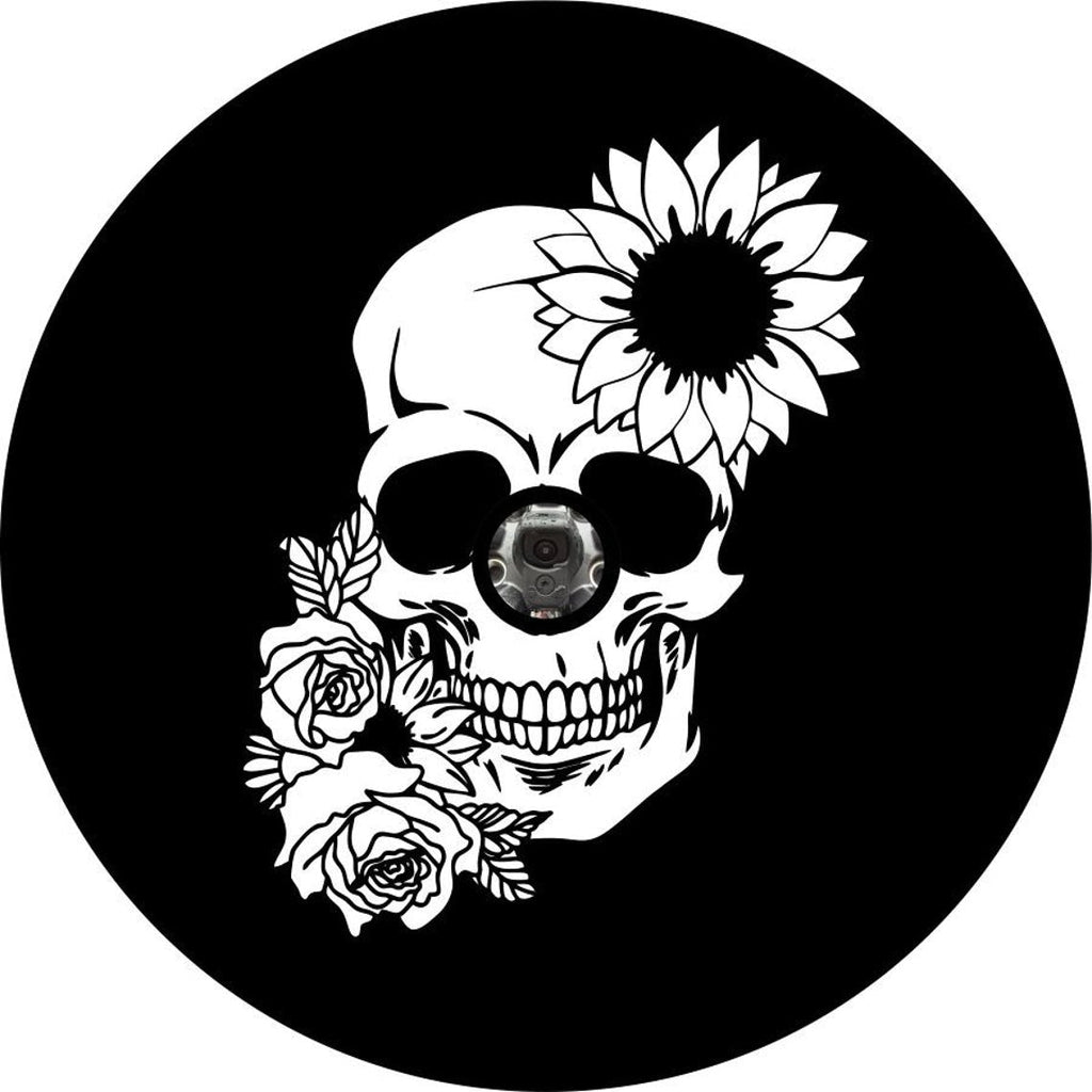 Sunflower and Rose Floral Skull