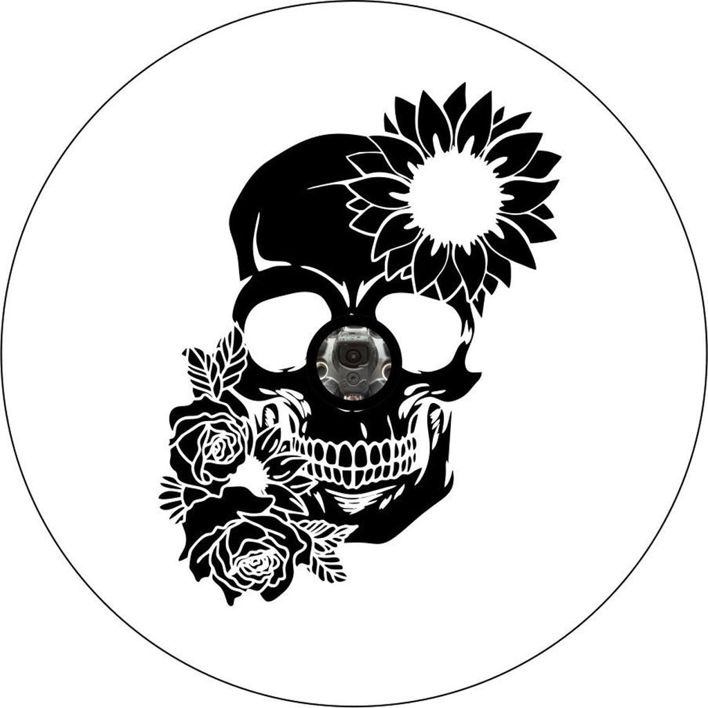 Sunflower and Rose Floral Skull