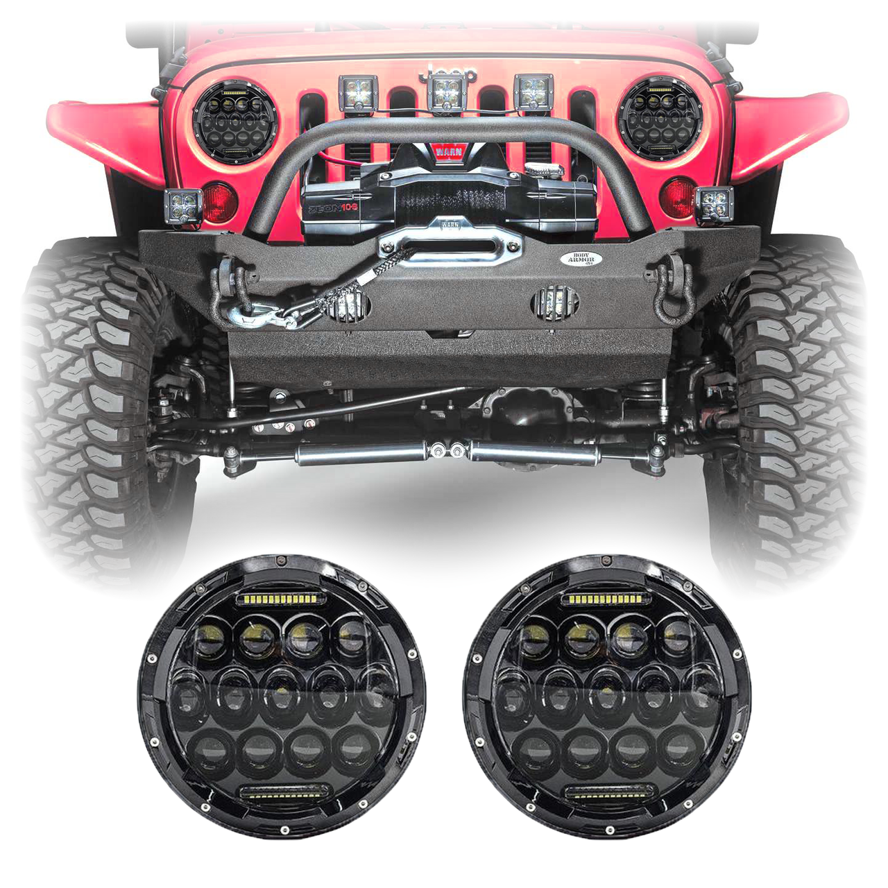TITAN Offroad - Honeycomb LED Headlights - (1997-2018)