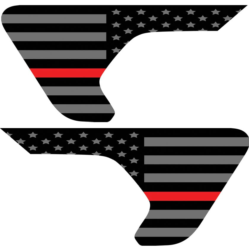 Thin Red Line American Flag 2pc Vinyl Fender Decal