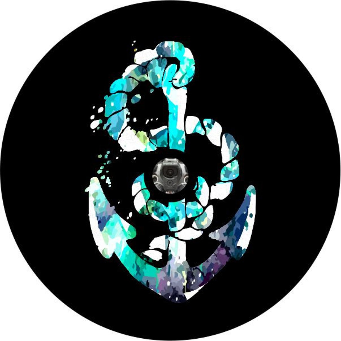 Turquoise & Purple Nautical Boat Anchor
