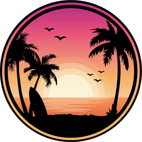 Tropical Beach Sunset Landscape Beautiful Spare Tire Cover for Jeep, RV, Camper, Trailers, & More