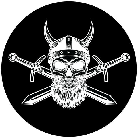 Nordic Viking Warrior Skull + Swords Spare Tire Cover